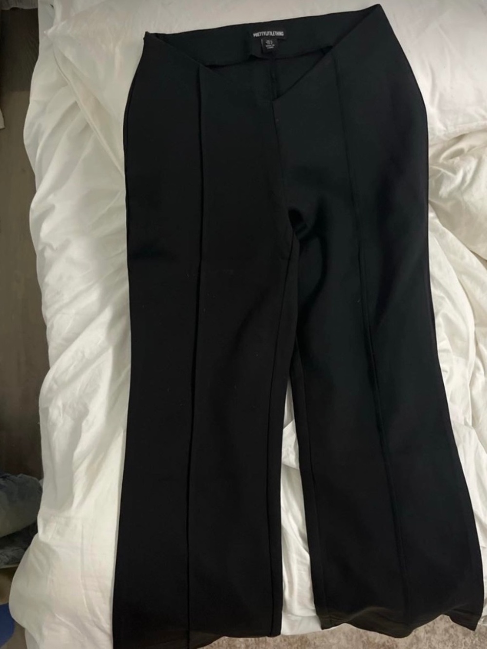 Black high waisted, V-cut dress pants